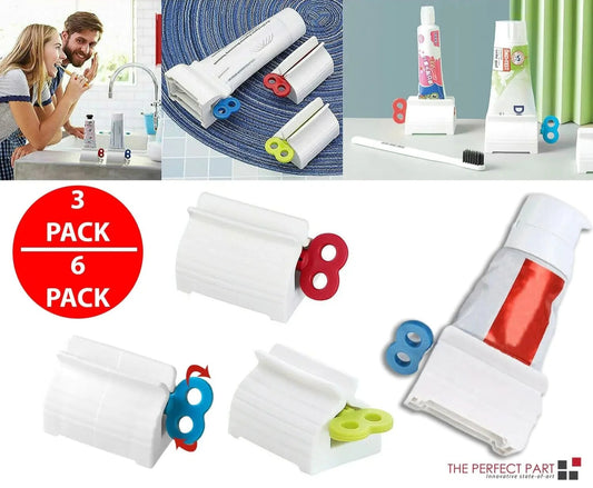 6x Toothpaste Squeezer Bathroom Tube Easy Stand Dispenser Rolling Holder Seat