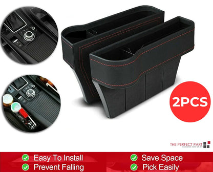 2 PCS Auto Car Seat Gap Catcher Organizer Storage Box Pocket w/ Cup Holder Side